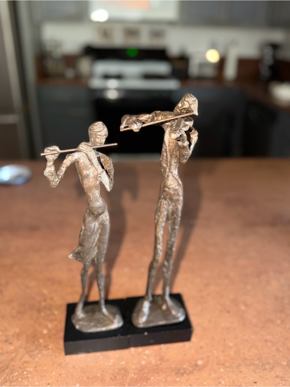 Pier one imports bronze-Tone Pair of Musical Figurine Sculptures - Home Art